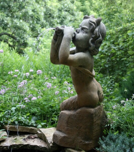 Pan Greek God Forest Statue Spouting Water Fountain Piped Flute
